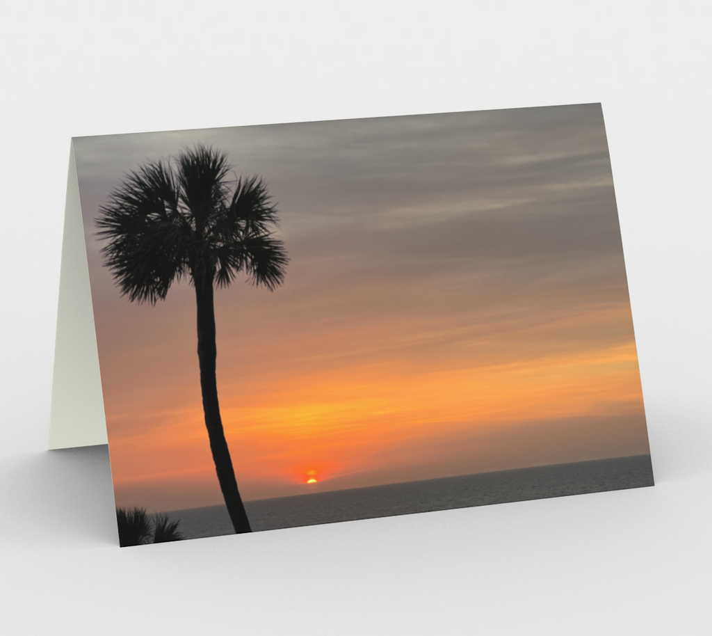 Palm Tree Sunrise Note Cards — Tropical Photography Greeting Cards (Set of 3)